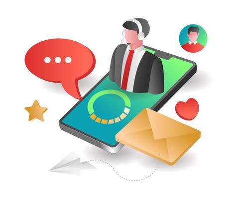 flat-isometric-concept-illustration-online-customer-service-24-hours-non-stop-free-vector